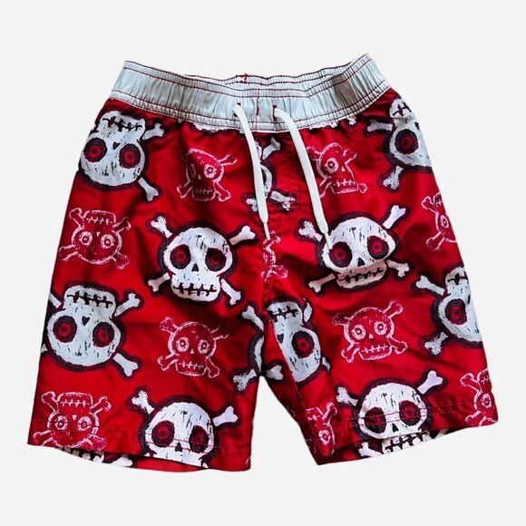 Toddler Boys Old Navy Skull & Crossbones Swimming Trunks - Sz 4T - Picture 1 of 1